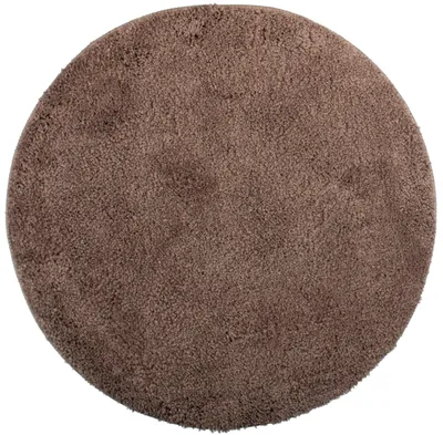 Produktbild von Badematte Ø 60 cm Runde Chenille-Badematte Rutschfest Saugfähig Maschinenwaschbar - Taupe