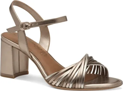 Produktbild von Tamaris Damen Sandalen aus Naturleder Braun mit 8 cm Blockabsatz und Knöchelriemen