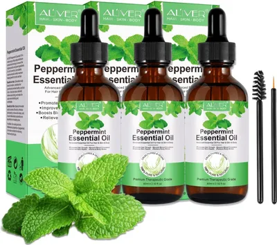 Produktbild von Pfefferminzöl Ätherisches Öl Haaröl Hautöl Massageöl Aromaöl 100% rein Bio Vegan, 3x 60ml