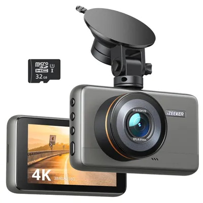 Immagine prodotto di Videocamera per auto 4K - Registrazione in loop - Sensore G - Modalità parcheggio - Visione notturna - Include scheda microSD 32 GB