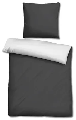 Zdjęcie produktu dla Sleezzz® Renforcé – dwustronna pościel w kolorze ciemnoszarym/białym, 135 x 200 + 80 x 80 cm