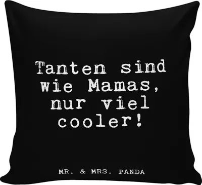 Produktbild von Mr. & Mrs. Panda Dekokissen Tanten sind wie Mamas,... - Schwarz - Geschenk, Lustige Sprüche, Mutter werden, Glizer Spruch Weisheiten Zitate Lustig Weisheit Worte, Polster