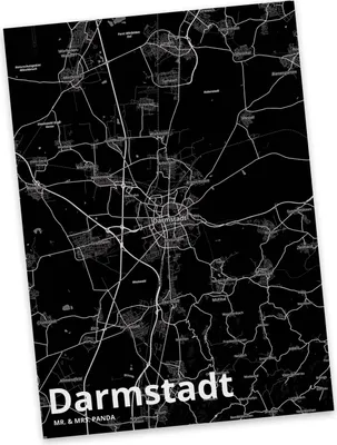 Produktbild von Mr. & Mrs. Panda Grußkarte Darmstadt - Geschenk, Ansichtskarte, Stadt, Postkarten, Postkarte, bildkarte, Ansichtskarten, Dorf Karte Landkarte Map Stadtplan