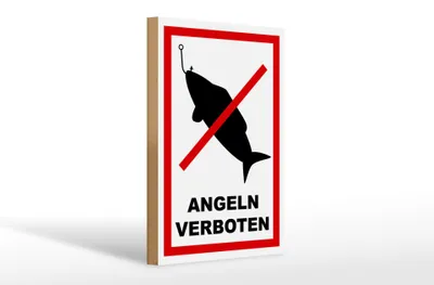 Produktbild von Holzschild Hinweis 20x30cm Angeln verboten Schild