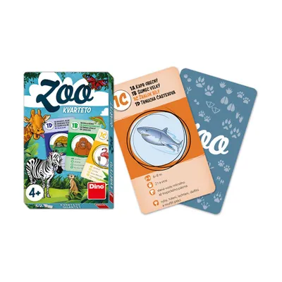 Produktbild von DINO Zoo Quartett Kartenspiel für Kinder ab 4 Jahren, 32 Karten, 3-6 Spieler