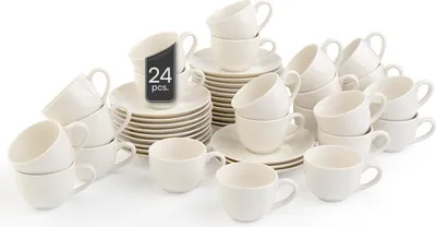 Produktbild von Espressotassen mit Untertassen - 90 ml - Weiß - Bone China - 24er Set