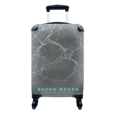 Produktbild von MuchoWow® Koffer Handgepäck Trolley Rollkoffer Kleine Reisekoffer mit 4 Rollen - Karte - Stadtplan - Baden Baden - Deutschland - Blau - Cabin Size < 55x40x23 cm & 55x40x20 cm - Fotokoffer - Kabinenkoffer - Boardgepäck - Reise-Box - Reisekoffer - Reisegepäck - Koffer mit Bild - Trolley für Kinder