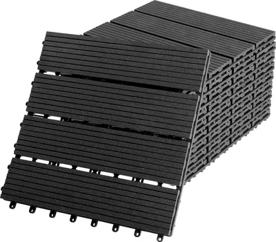Zdjęcie produktu dla TolleTour 66x deski tarasowe płytki tarasowe WPC plastik 66er 6m2 zestaw ekonomiczny 30x30cm, antracytowo-szary, płytki ogrodowe na zatrzask, podłoga z drenażem