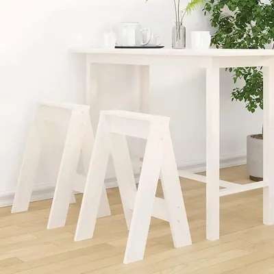 Produktbild von 2er Set Kiefernholz Hocker Weiß 40x40x60 cm Massivholz Barhocker ohne Rückenlehne für Küche Esszimmer Wohnzimmer