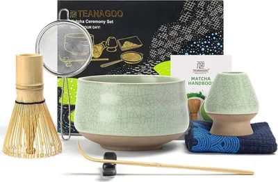 Image de Set à thé japonais Matcha Fouet en bambou Bol en céramique 7 pièces
