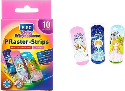 Produktbild von Kunterbunte Kinderpflaster Prinzessin – 40 Stück Motivpflaster für kleine Wunden und Abenteuer