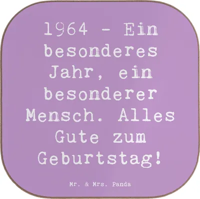 Produktbild von Mr. & Mrs. Panda Untersetzer für Gläser Spruch 1964 Geburtstag - Lavendeltraum - Geschenk, Flaschenuntersetzer, Holzuntersetzer, Jubiläum, Alter, Tischuntersetzer