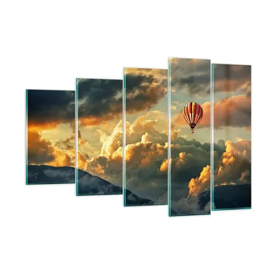 Produktbild von Bilder auf glas - Wolken Ballon Flug - 150x100cm - Glasbilder - Wandbilder - Kunstdruck - zum Aufhängen bereit - Wanddekoration aus Glas - Glas Bilder - Wandbild auf Glas - 5 Teile - GEG150x100-3791