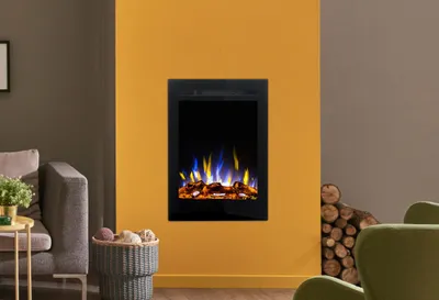 Produktbild von Elektrokamin AFLAMO Majestic 32 - Ultra-realistische Flammenoptik - Zur Wandmontage oder zum Einbauen - 47x66x14 cm - Dekorativer LED-Elektrokamin mit Heizfunktion 750/1500 W