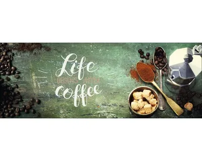 Produktbild von Glasbild Life & Coffee I 80x30 cm
