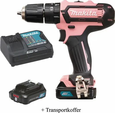 Produktbild von Makita HP333DSAP1, Elektrischer Schraubendreher, Pistolengriff, 1/2", Schwarz, Pink, 1700 RPM, 450 RPM