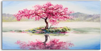 Produktbild von Coloray Canvas 120x60  Wandbild Leinwand Bilder Kunst Malerei Landschaft Kirschbaum