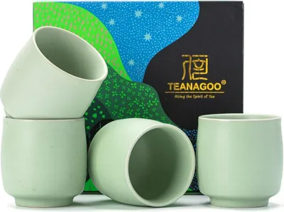 Image de TEANAGOO Chinese Tea Cups 175ml Ruware Green Ceramic Sake Cups Set of 4