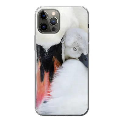 Produktbild von MuchoWow® Handyhülle Schutzhülle Hülle für iPhone 13 Pro Nahaufnahme eines Schwans mit Jungen Silikon Softcase Handy Hülle - Handy-Tasche
