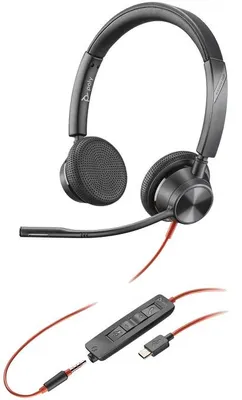 Zdjęcie produktu dla Obuuszny zestaw słuchawkowy Poly Blackwire C3325 USB-C i 3,5 mm