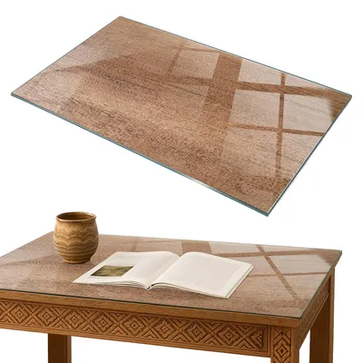Produktbild von Glasplatte Tisch – Esstischplatte Glas – Tischplatte Glas – Glasarbeitsplatte Tisch – Glasplatte Esstisch – Pflegeleicht – Witterungsbeständig – 100x70 cm – Natürliche Holzmaserung