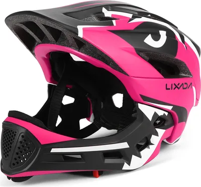 Produktbild von Kask rowerowy Lixada, kask dziecięcy, kask rowerowy dla chłopców i dziewczynek, kask sportowy, kask na rolki, dwustronny półkask, kask ochronny, różowy + czerwony, styl krokodyla