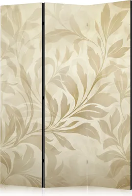 Produktbild von 3-teiliger Einseitiger Vlies Paravent - Botanical Motif with Leaves and Vines in Sandy Colors. 135x172 cm Blumen f-H-10020-z-a