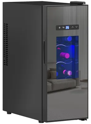 Produktbild von HOMCOM Weinkühlschrank für 12 Flaschen, mit LED-Licht, Schwarz