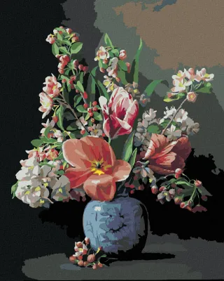 Produktbild von Zuty - Malen nach Zahlen - STILLLEBEN BLUMENSTRAUSS IN EINER PORZELLANVASE (PIETER WAGEMANS), 40x50 cm, ohne Keilrahmen