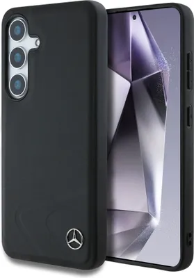 Image de Mercedes Leather Horizontal Debossed Curves Magsafe Housse Pour Samsung Galaxy S25 Noir