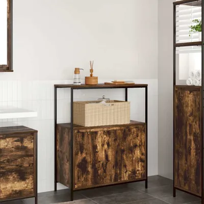 Produktbild von Möbel Badschrank mit Regalen Räuchereiche 76,5x35x95 cm - Badspiegel &48143