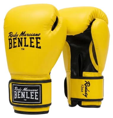 Image de Gants de boxe en similicuir RODNEY Jaune/Noir 14 oz BENLEE