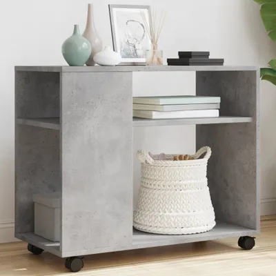 Produktbild von HOMMIE Beistelltisch - modernes Design - Flurtisch/Wohnzimmertisch - mit Rollen Betongrau 70x35x60cm Holzwerkstoff Promotion675791 - Konsolentische