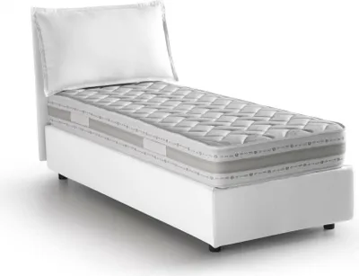 Produktbild von Einzelbett Evelyn, Containerbett mit Stoffbespannung, 100%  Italy, Frontöffnung, inklusive Matratze Cm 90x200, Creme
