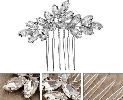 Image de INF Peigne à cheveux de mariée argenté avec strass