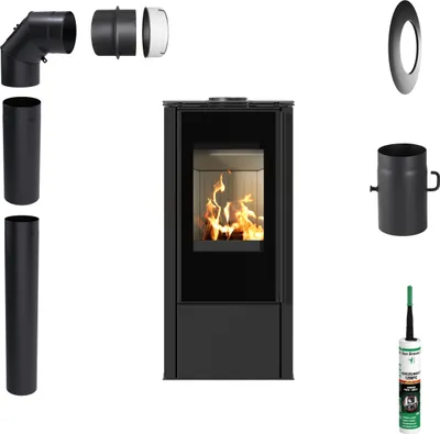 Produktbild von Stahl Kaminofen KRATKI HATI 5,5 kW ∅150 Mit Montagezubehör