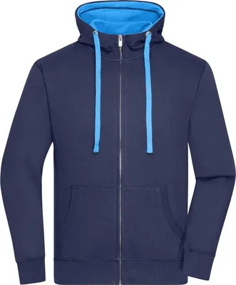 Produktbild von Sweat-Jacke mit Reißverschluss und Kapuze navy/cobalt, Gr. XL