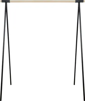 Produktbild von Natural Goods Berlin Kleiderständer GARD, Garderobenhalter, freistehend, Kleiderstange, Gardeobenständer, Schwarz, Rundstab Eiche 130 cm, 2 Stück