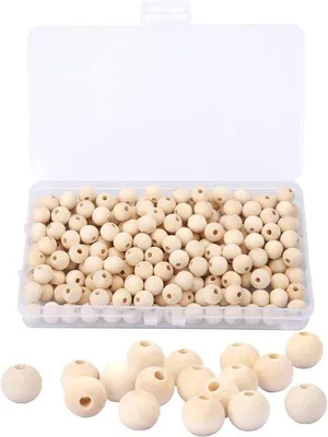 Produktbild von Holzperlen-Set 300 Stück 10mm mit Aufbewahrungsbox