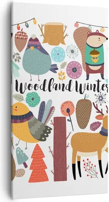 Produktbild von Bild auf Leinwand - Leinwandbild - Winter Baum Wald Tiere - 55x100cm - Wand Bild - Wanddeko - Leinwanddruck - Bilder - Kunstdruck - Wanddekoration - Leinwand bilder - Wandkunst - PA55x100-2926