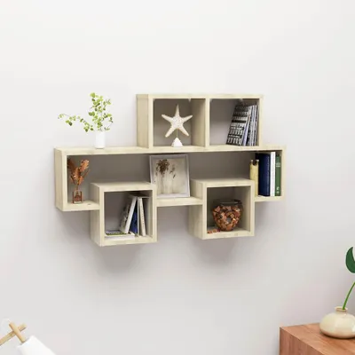 Image de Etagère murale "Altbrandsleben" en panneau de particules en chêne Sonoma. Dimensions (L/H/P) 82x51x15 cm