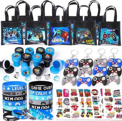 Productafbeelding van Feestcadeautjeset in videospellenthema - 60 stuks - Feestcadeautje voor jongens - Kinderverjaardag - Cadeautas - Videospelcontroller