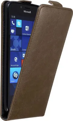 Produktbild von Cadorabo Hülle für Nokia Lumia 950 Schutz Hülle in Braun Flip Etui Handyhülle Case Cover