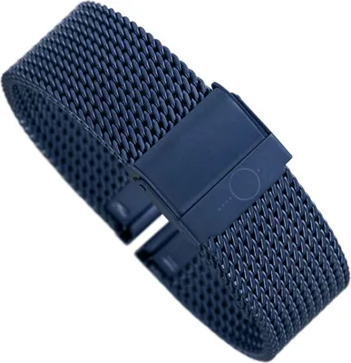 Produktbild von Minott Uhrenarmband Milanaise Edelstahl glänzend blau 30685, Anstoß:22 mm