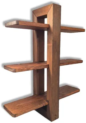 Image de Étagère murale en bois Azomor avec trois tablettes réglables pour divers espaces de rangement