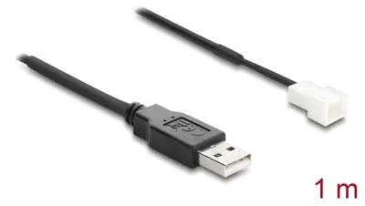 Image de Câble de ventilateur DELOCK USB-A 2.0 mâle vers connecteur de ventilateur 3 broches, 1 m