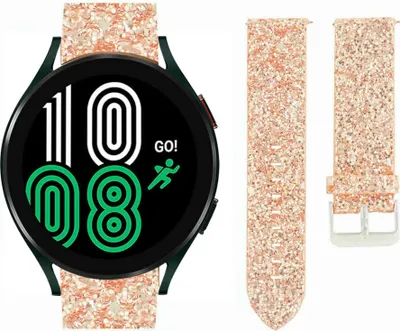 Produktbild von Strap-it Samsung Galaxy Watch 5 - 44mm Glitzerlederarmband (Roségold)