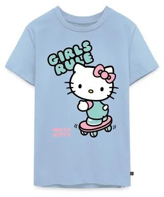 Produktbild von Spreadshirt Hello Kitty Auf Skateboard Girls Rule Teenager Premium T-Shirt, 146/152 (10 Jahre), Hellblau