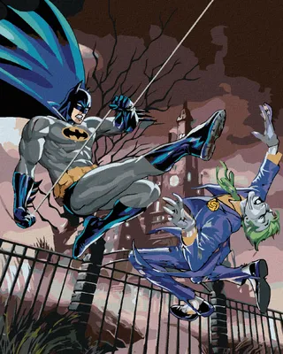 Image de Zuty - Peinture par numéros - BATMAN ET LE JOKER EN COMBAT, 40 x 50 cm, sans cadre et sans toile tendue
