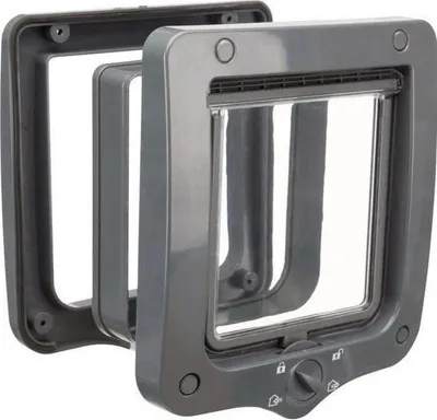 Image de TRIXIE Chatière 4 Modes avec 2 Tunnels, 20 x 22 cm, Plastique Gris, Pour Chat Moyen